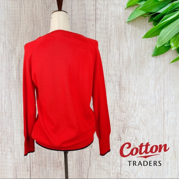Cotton Traders Women's Red Cat Graphic Sweater Size 10 - Picture 6 of 15